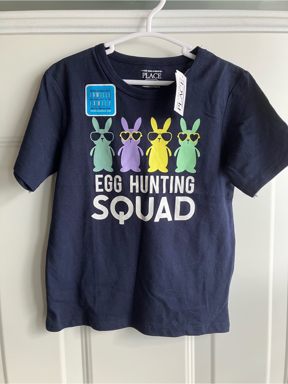 Easter hunt tshirt navy blue NWT